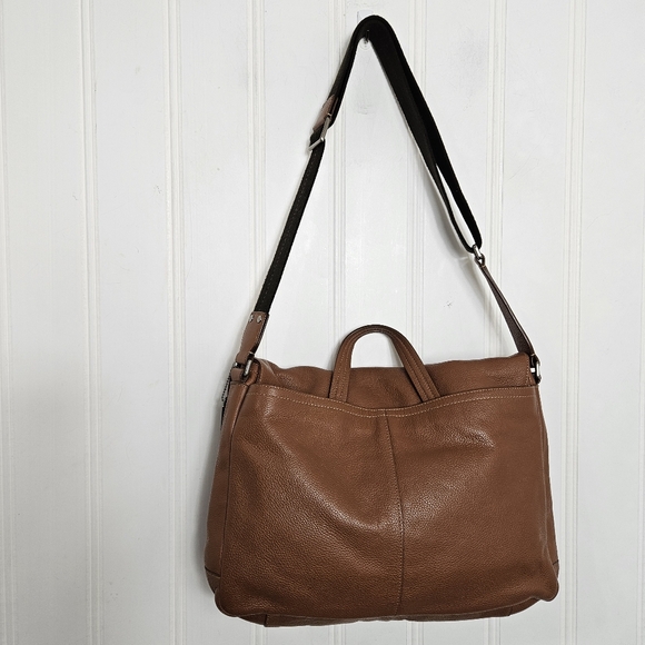 Coach Transatlantic Messenger Bag Brown Pebbled Leather Unisex Crossbody - Picture 6 of 16